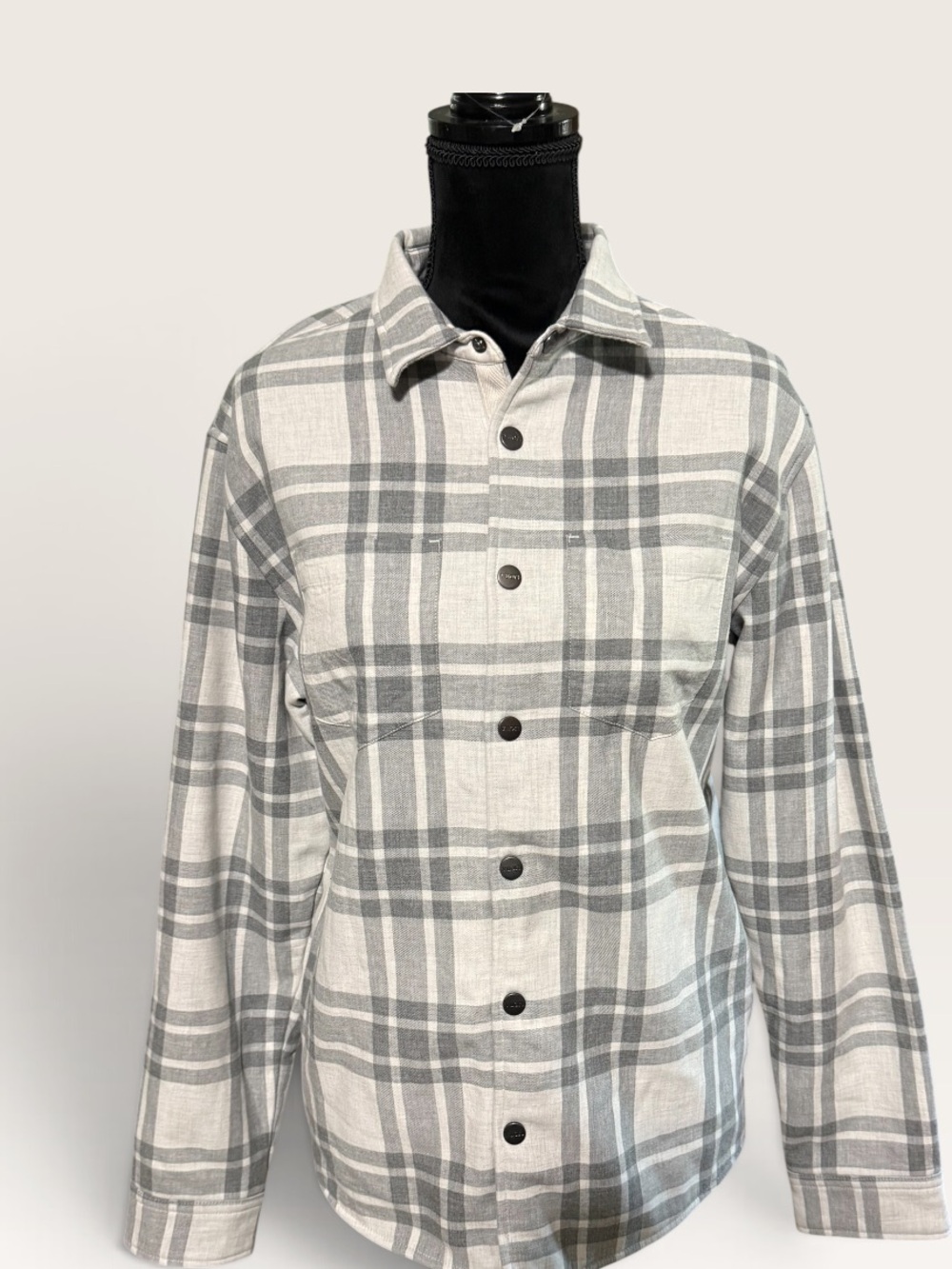 Vuori Gray and White Plaid Shirt Jacket-M